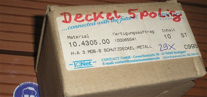 hq4 Deckel Abdeckkappe Schutzdeckel Contact HA 3 H-A3 MDB-S 10430500