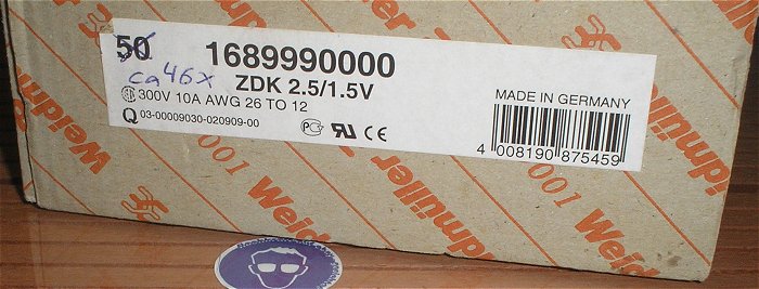 hq2 ca 46x Klemme Reihenklemme Weidmüller ZDK2.5 1.5V EAN 4008190875459