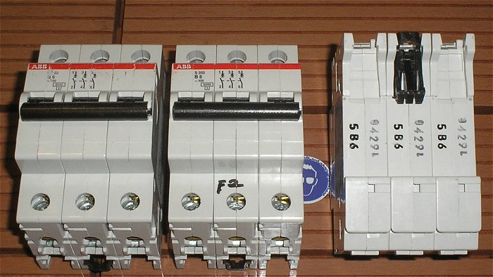 hq1 Leitungsschutzschalter LS Automat Sicherung B6 6A Ampere 3polig ABB S203