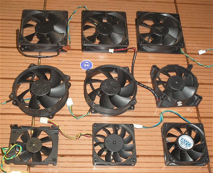 hq 9x diverse Lüfter Ventilator 12V Volt DC Kunststoff schwarz