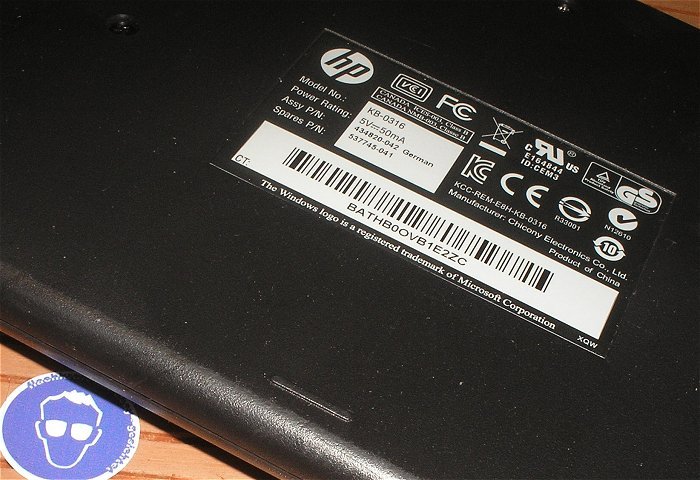hq5 1x PC Tastatur Keyboard 1x optische Maus schwarz PS⁄2 PS2 Kabel Hewlett Packard