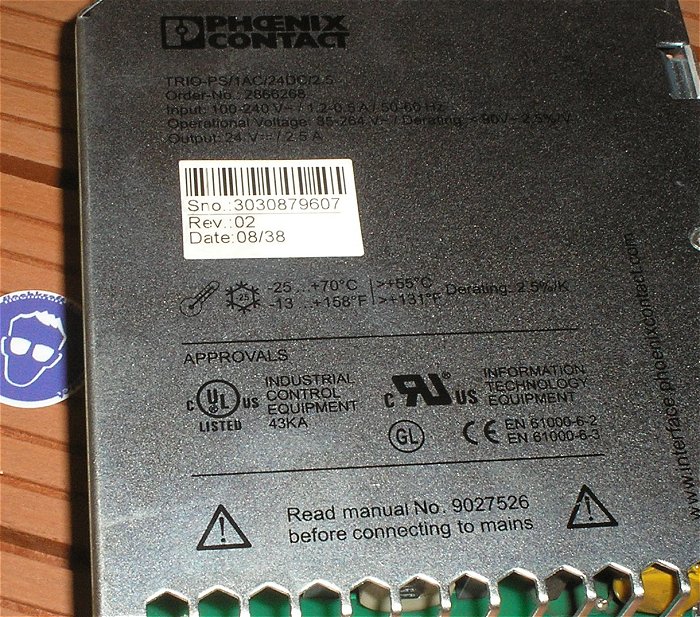 hq2 Netzteil Schaltnetzteil 230V Volt AC auf 24V DC 2,5A Ampere Phoenix Contact