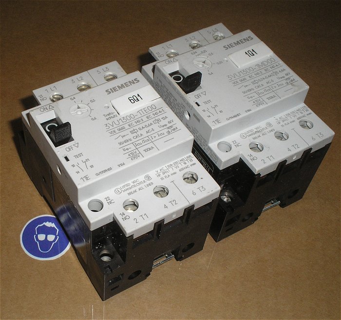 hq 2x Motorschutzschalter 0,6A Ampere Siemens 3VU1300-1TE00 0,4A 1MD00