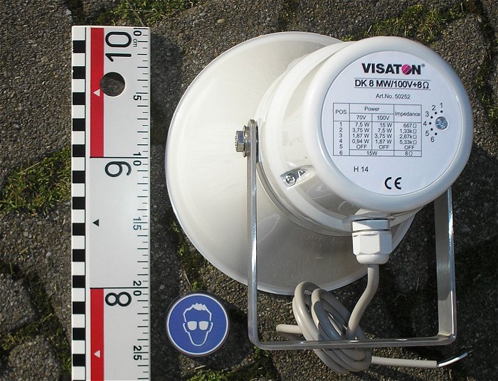 hq4 ELA Lautsprecher Horn 15W Visaton DK 8 MW 100V + 8Ohm EAN 4007540502526
