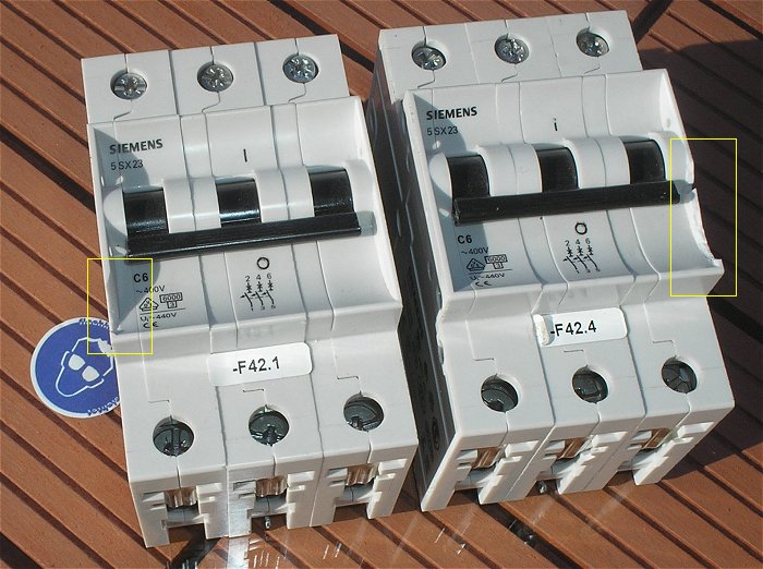 hq1 2x Leitungsschutzschalter LSS Automat Sicherung C6 A Ampere 3polig Siemens 5SX23
