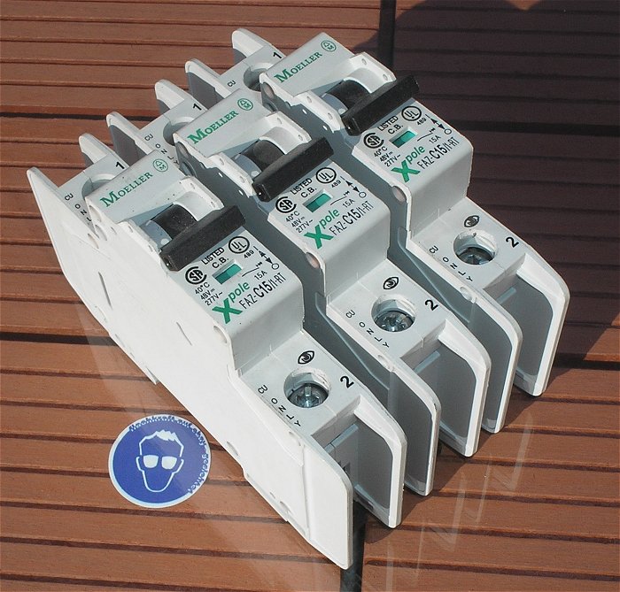 hq 3x Leitungsschutzschalter LSS Automat Sicherung C15 A Ampere Moeller FAZ 1-RT