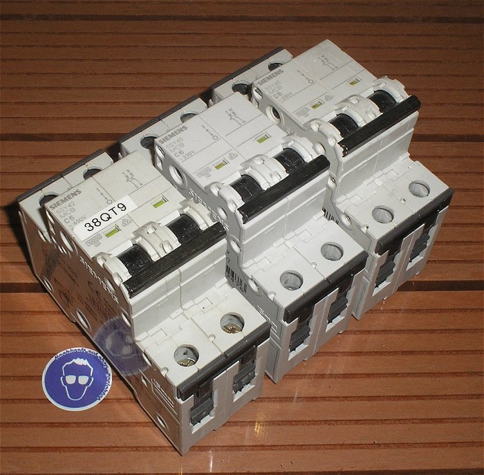 hq 3x Leitungsschutzschalter LS Automat Sicherung C6 A Ampere 2polig Siemens