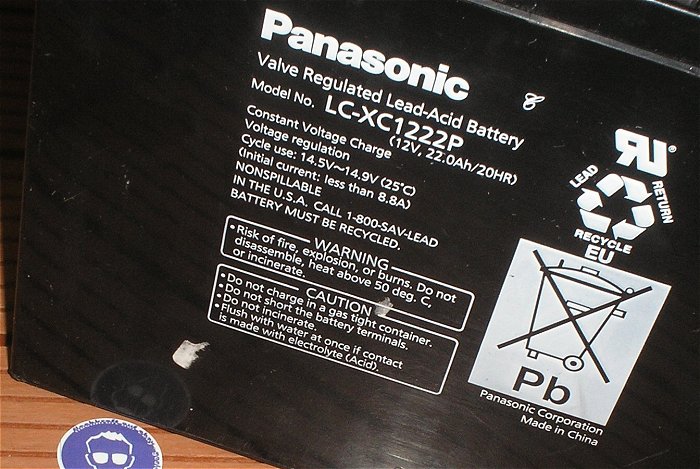 hq3 Akku Akkumulator Bleiakku 12V Volt DC 22Ah Amperestunden Panasonic LC-XC1222P