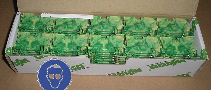 hq1 100x Stück Stk Basisklemme 5 mm Zugfeder Terre PE grün-gelb Wago 769-237