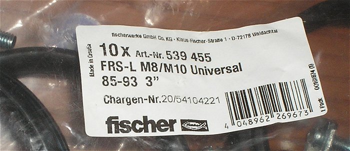 hq2 10x Rohrschelle 3Zoll 85-93mm Fischer FRS-L M8 10 EAN 4048962269673