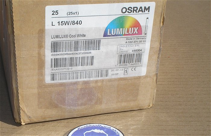 hq3 25x Leuchtstoffröhre Osram L 15W 840 Cool White G13 EAN 4050300446004