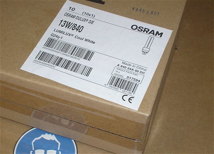 hq3 10x Leuchtstoffröhre 13W 840 G24q-1 coolwhite Osram Dulux D⁄ E 017594 EAN 4050300251189