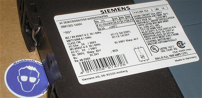 hq1 Motorstarter 0,4-2,0A Siemens Sirius 3RM1202-1AA04 EAN 4011209914728