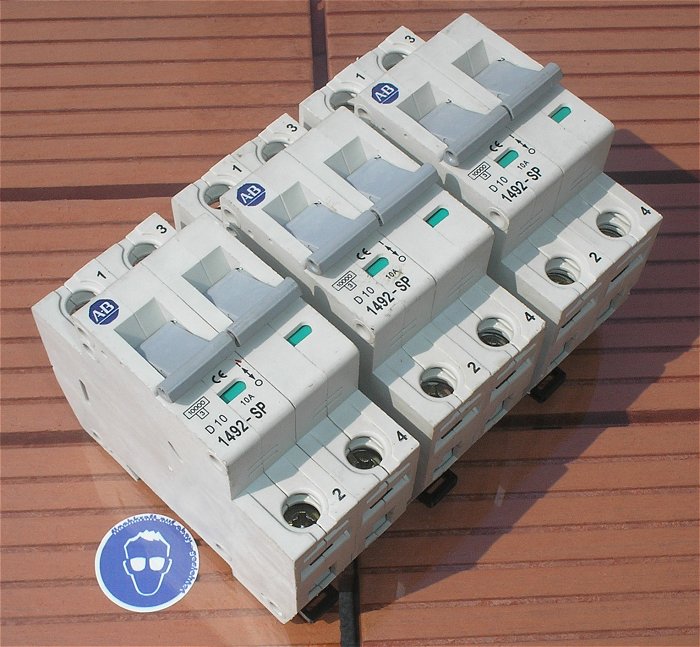 hq 3x Leitungsschutzschalter LSS Automat Sicherung D10 A Ampere 2polig AB 1492-SP