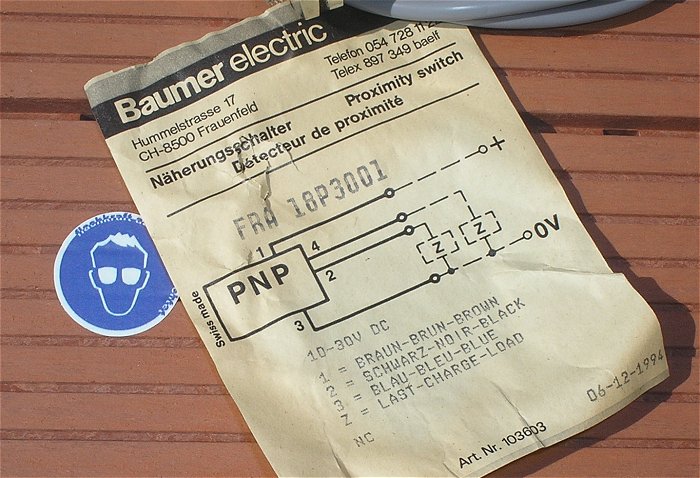 hq2 Lichtschranke Näherungsschalter Baumer FRA 18P3001