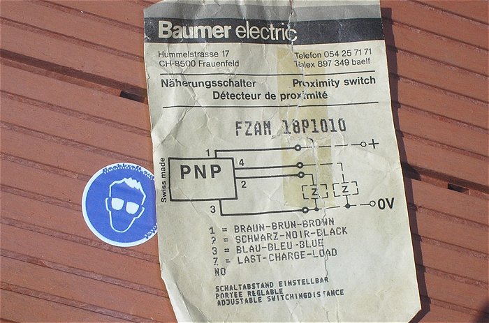 hq2 Lichtschranke Näherungsschalter Baumer FZAM 18P1010