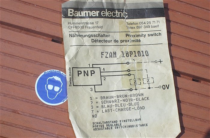 hq2 Lichtschranke Näherungsschalter Baumer FZAM 18P1010