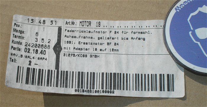 hq3 Federrücklaufmotor 24V AC DC F24 Ersatz Wildeboer BF24 WI B7621.009.023-00