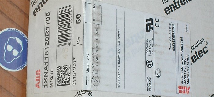 hq2 ca 33x Klemme ABB Entrelec M10 10 1SNA115120R1700 EAN 3472591151206