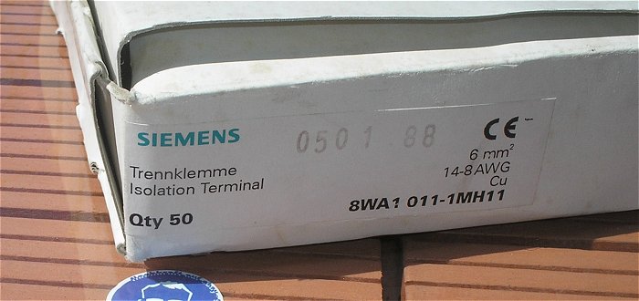 hq3 ca 50x Trennklemme 6mm² Siemens 8WA1 011 8WA1011-1MH11 050188