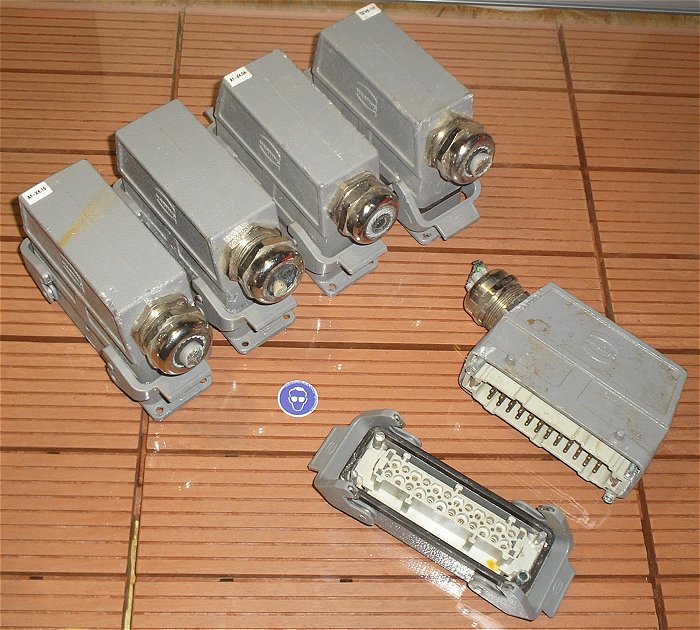 hq 1x Tüllengehäuse Stecker 1x Einbau Kupplung Buchse Harting Han 24polig ES