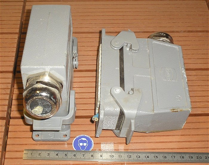 hq3 1x Tüllengehäuse Stecker 1x Einbau Kupplung Buchse Harting Han 24polig ES