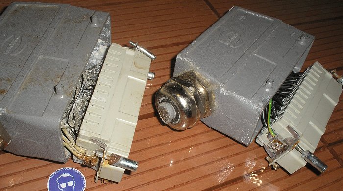 hq6 1x Tüllengehäuse Stecker 1x Einbau Kupplung Buchse Harting Han 24polig ES