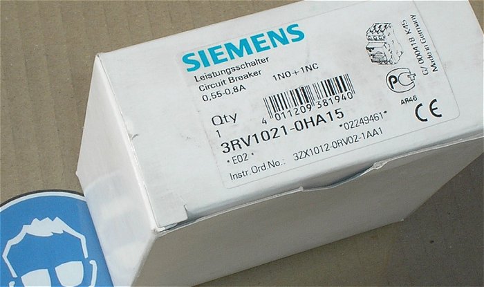 hq1 Motorschutzschalter 0,55-0,8A 0,80 Ampere Siemens 3RV1021-0HA15 EAN 4011209381940