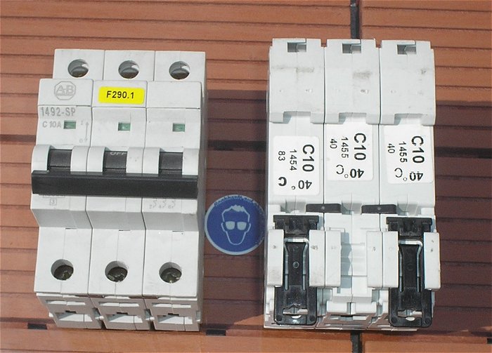 hq1 Leitungsschutzschalter LS Automat Sicherung C10 10A Ampere 3polig AB 1492-SP