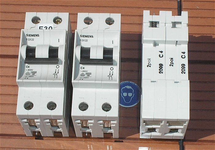 hq1 3x Leitungsschutzschalter Automat Sicherung C4 A Ampere 2polig Siemens 5SX22