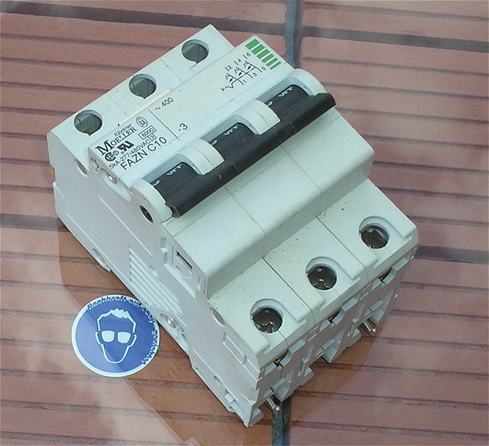 hq Leitungsschutzschalter LS Automat Sicherung C10 10A Ampere 3polig Moeller FAZN