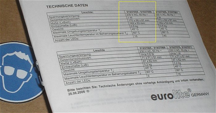 hq3 LED Einbauleuchte UP Unterputz Eurolite 16x LED rot 230V Volt AC ca 170x68x87mm