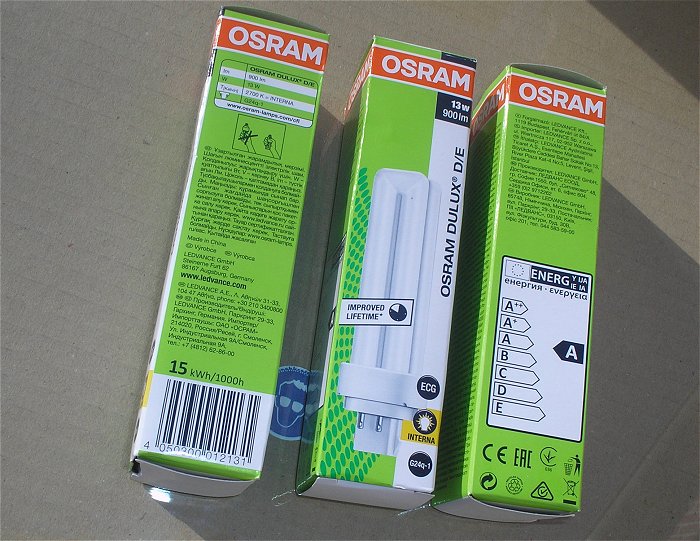 hq2 10x Leuchtstoffröhre 13W 827 G24q-1 Osram Dulux D⁄ E EAN 4050300012131