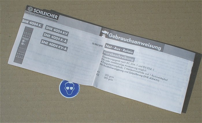 hq5 Erweiterung Sicherheitsschaltgerät Schleicher SNE 4004KV 18815359