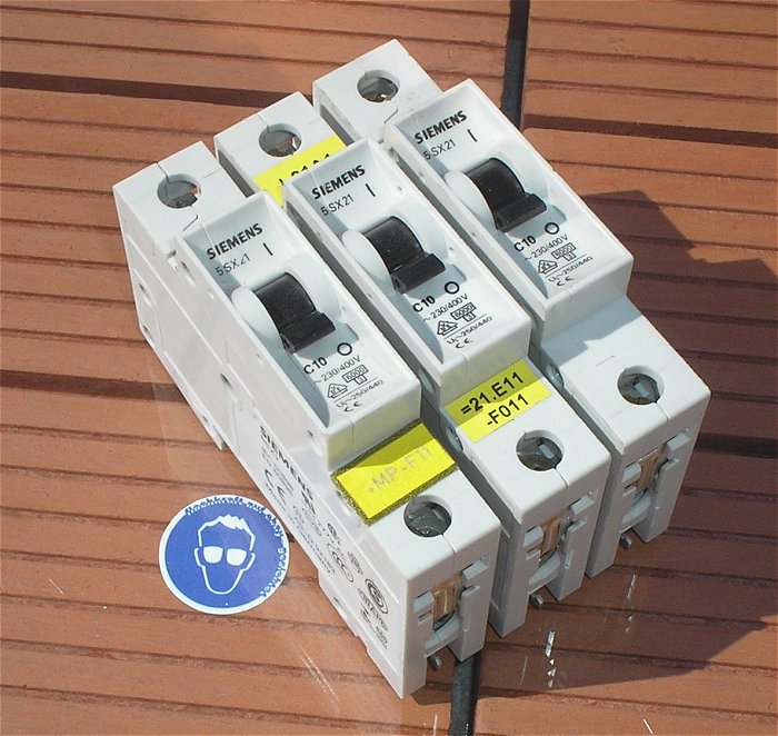hq 3x Leitungsschutzschalter LSS Automat Sicherung C10 10A Ampere Siemens 5SX21