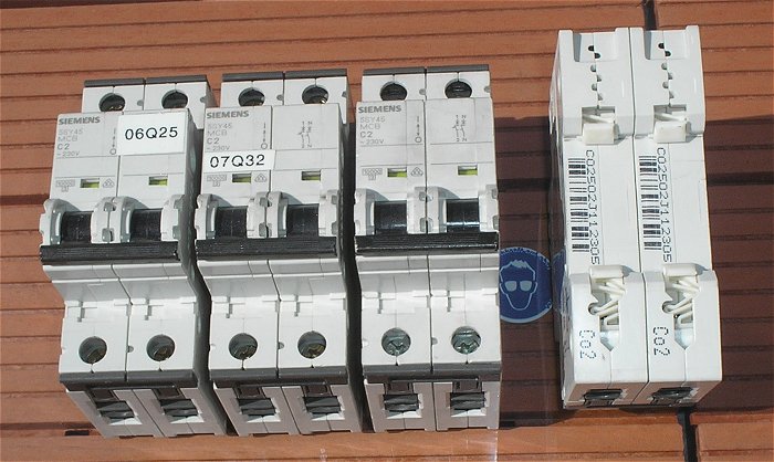 hq1 Leitungsschutzschalter LS Automat Sicherung C2 A Ampere 2polig Siemens 5SY45