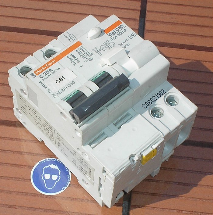 hq Fehlerstrom Schutzschalter FI Automat C25 Ampere 0,03A 30mA 2polig Merlin Gerin