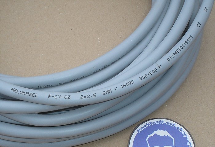 hq1 ca 15m Meter Kabel 2x2,5mm² + Schirm PVC grau Helukabel F-CY-OZ 0Z