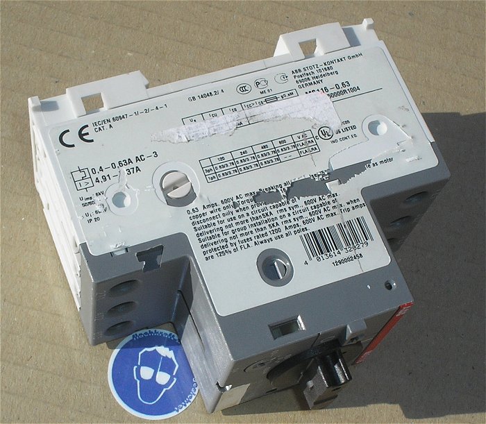 hq2 Motorschutzschalter 0,4-0,63A Ampere ABB MS116 EAN 4013614320279