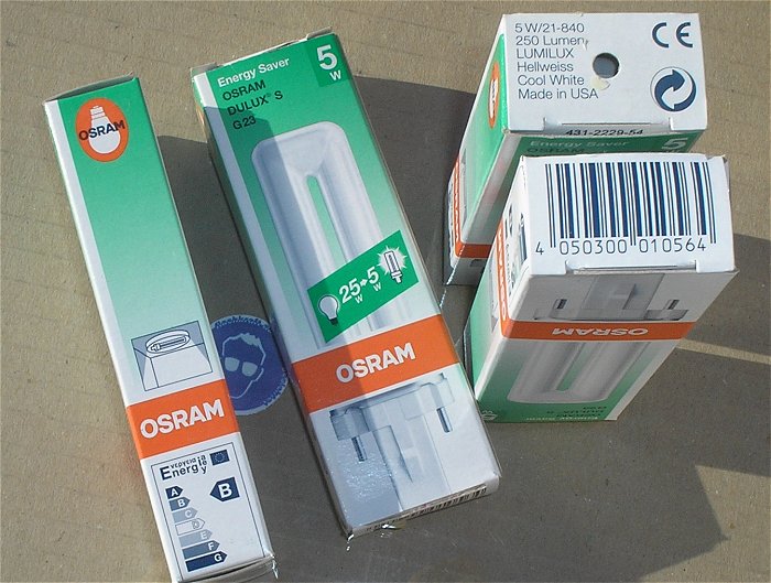 hq3 ca 9x Leuchtstofflampe 5W 21-840 G23 Osram Dulux S EAN 4050300010564