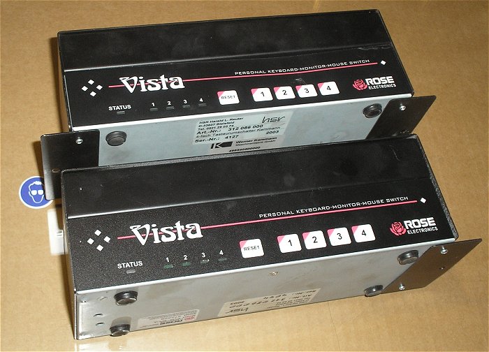 hq1 2x KVM VGA Switch Metall Gehäuse Rose Electronics Vista KVM-4PCA