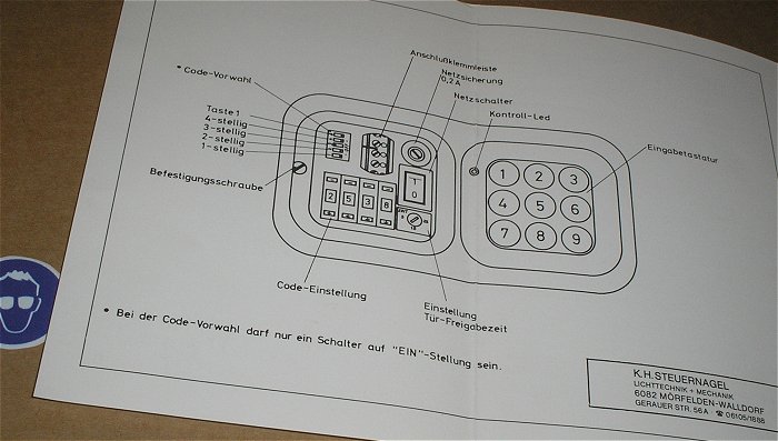 hq4 UP Türschloß Schlüssel Code Tastatur 230V 12V Türkontrolle TK1