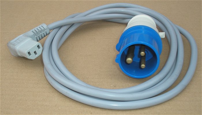 hq1 Kabel CEE 3polig blau 16A 6h Stecker auf IEC Kaltgerätekupplung