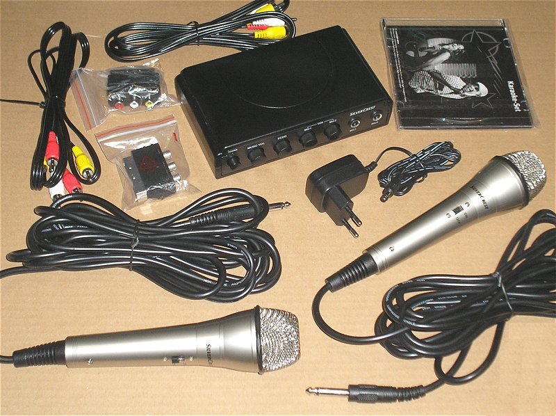 hq Karaoke Set Mixer mit 2x Mikrofon für Endstufe Verstärker TV DVD Player