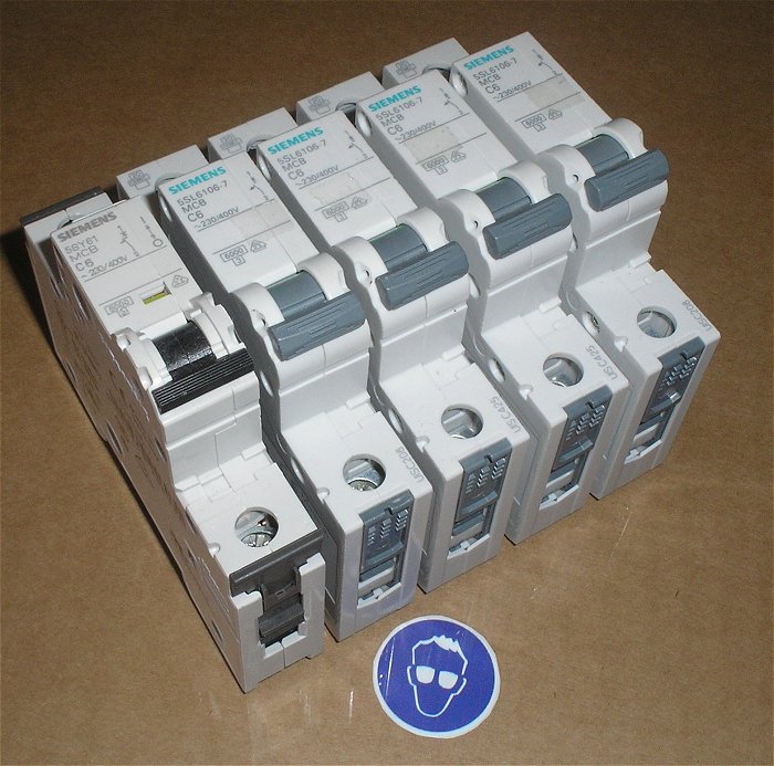 hq Leitungsschutzschalter LSS Automat C6 A 1polig Siemens 4x 5SL6106-7 1x 5SY61