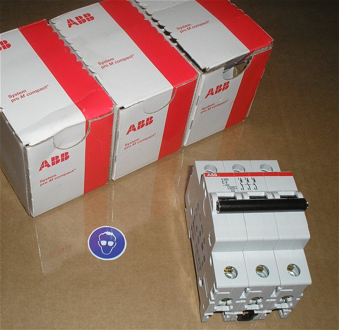 hq Leitungsschutzschalter LSS Automat C2 A Ampere 3polig ABB S203-C2 EAN 4016779609005