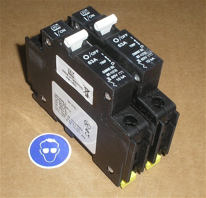 hq 2x Sicherung Sicherungen 63A Ampere 1polig CBI 63A Curve U2 QY-1(13) 80V DC