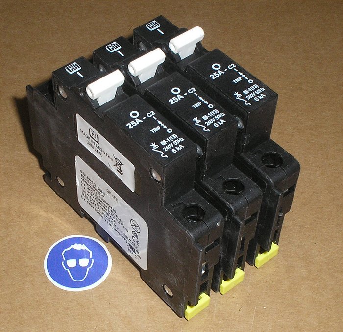 hq 3x Sicherung Sicherungen 25A Ampere 1polig CBI 25A-C2 QF-1(13) 240V 50Hz