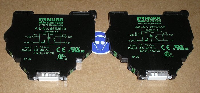 hq1 2x Optokoppler 10-53V DC auf 4,5-48V DC 6A Murr Elektronik 6652519
