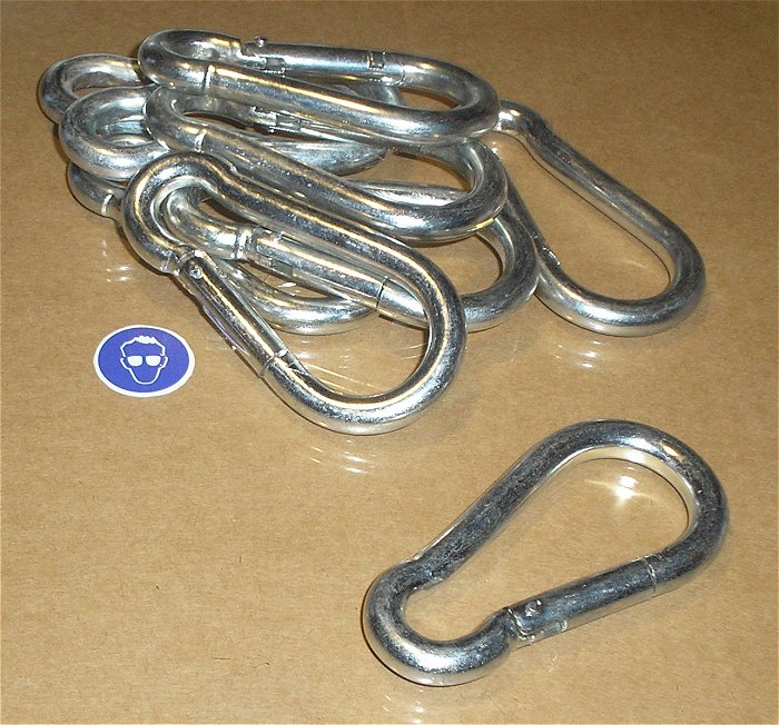 hq Karabiner Feuerwehr Karabinerhaken Stahl verzinkt ca 100mm x 10mm